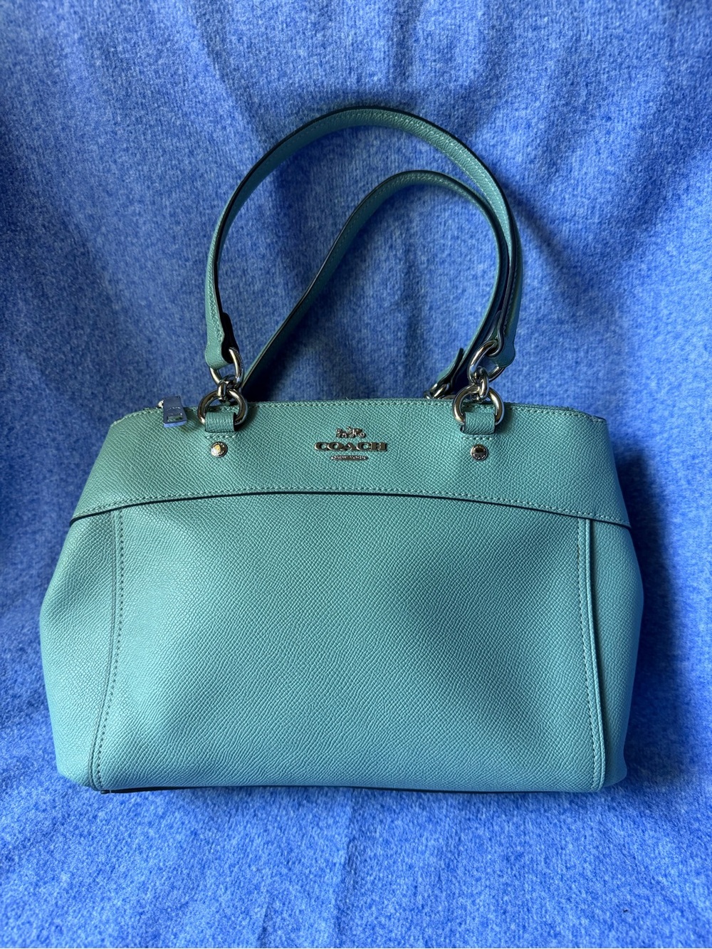 COACH Teal Shoulder Satchel in Turquoise Leather